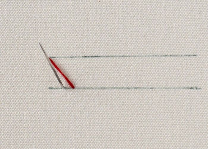Fischgrätstich Schritt 1
