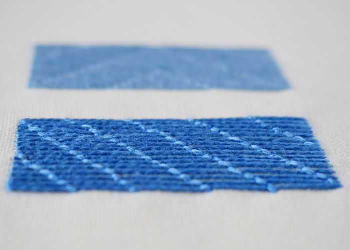 Tutoriel vidéo de broderie à la main Bokhara Couching Stitch : avec des fils bleus