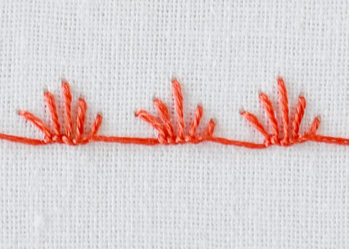 Rosette d’épines point Broderie à la main en forme de triangles