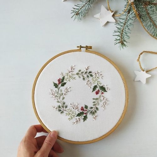 Weihnachtskranz Stickmuster auf Etsy