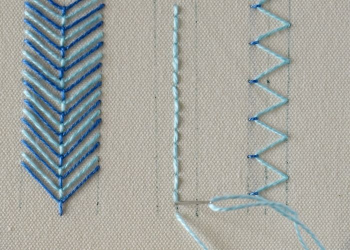 Zweifarbige Fliegenstich-Stickerei Schritt 12