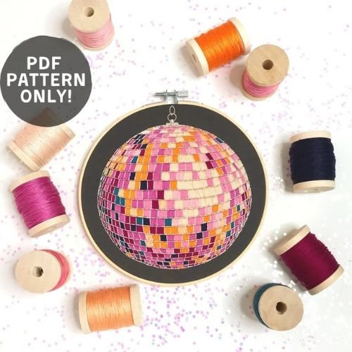 Festa Disco Ball ricamo a mano modello di CristinMorganThread su Etsy