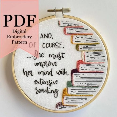 Orgoglio e pregiudizio citazione modello di ricamo di AndreaSmithDisegnato su Etsy