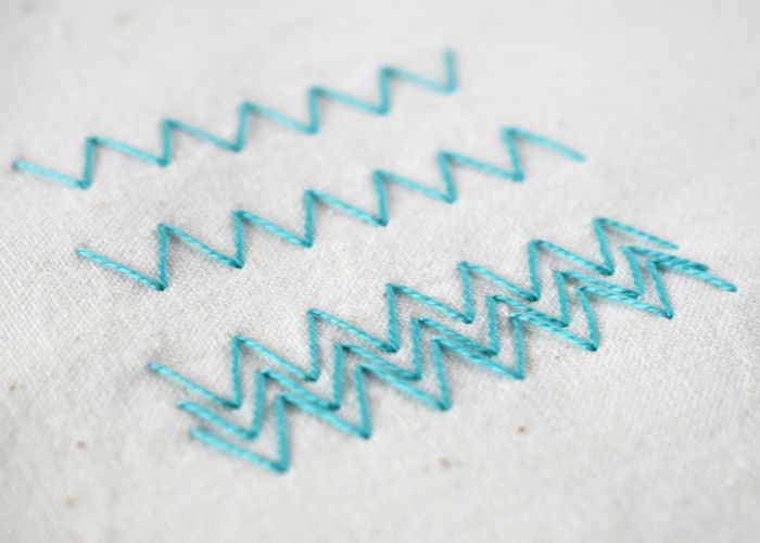 Arrowhead Stitch embroidery with pearl cotton thread