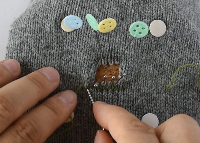Swiss darning sweater mending tutorial step 2 image